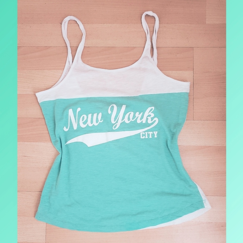 New York City Mint White Low Back Tank Top Small